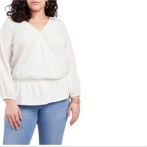 Vince Camuto Wrap Front Long Sleeve Blouse…